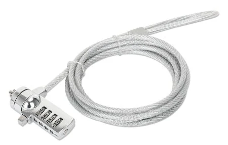 CANDADO LAPTOP COMBINACION 2.0M 4 DIGITOS  PLATEADO