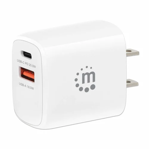 CARGADOR PARED  20W  USB-C PD 20W  Y USB-A QC  18W