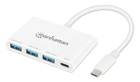 HUB USB-C  3 PTOS A 1 PTO C PD 5GBPS  BLANCO
