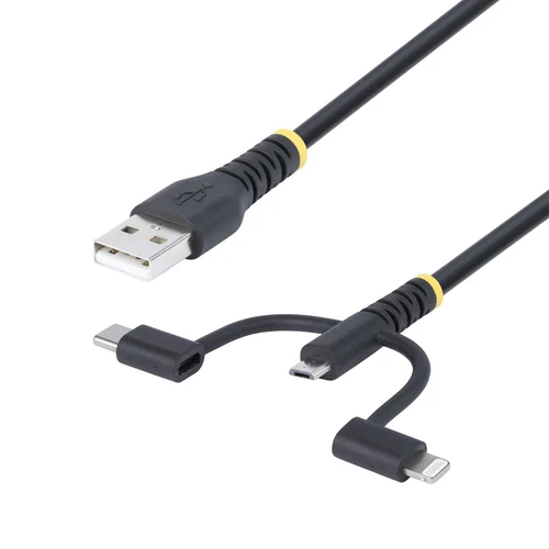 CABLE MULTICARGA RESISTENTE USB 1M LIGHTNING MICRO USB-C