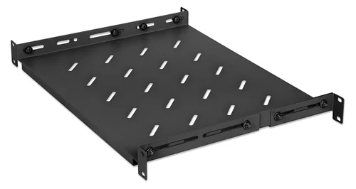 CHAROLA FIJA DE 19IN 1U NEGRO 600MMRIELES VARIABLES PARA MONTAJE