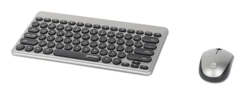 TECLADO Y MOUSE OPTICO INALAMBR NEGRO  PLATA MINI COMBO