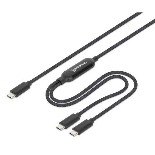 CABLE DE CARGA USB-C DOBLE 100 W 2 M (7 FT) P/2 DISPOSITIVOS