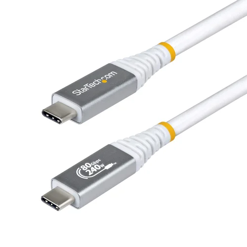 CABLE USB4 50CM – USB-C CERTIFICADO USB-IF 80GB BLANCO