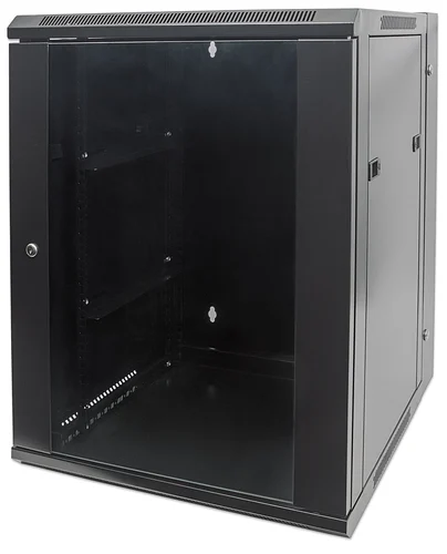 GABINETE MURAL ABATIBLE 19IN 15 ENSAMBLADO 550MM PROFUNDO NEGRO