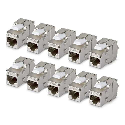 PAQUETE 10 CONECTORES KEYSTONE CAT6A BLINDADOS 180 GRADOS