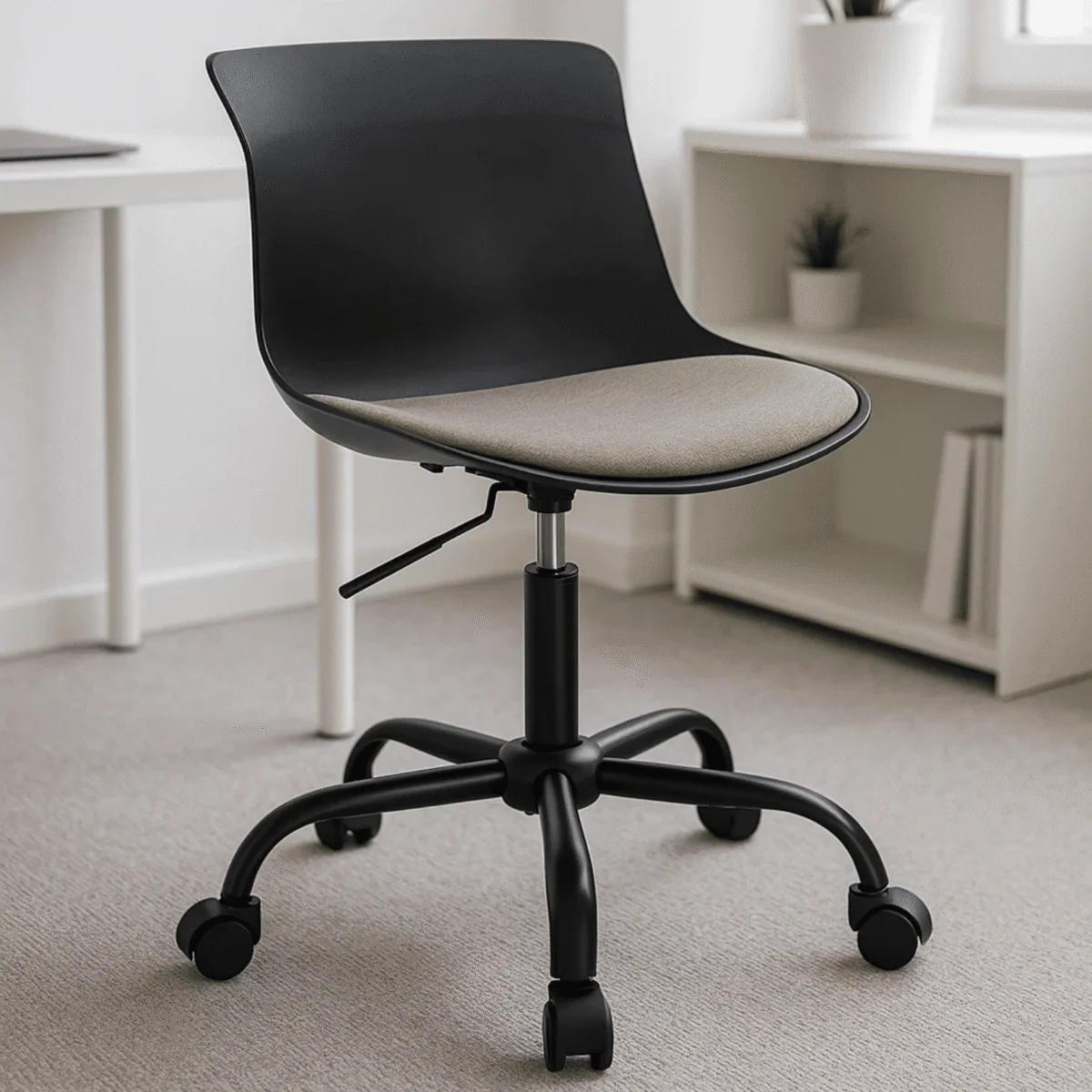 Silla Operativa Eames Negra Acolchonada