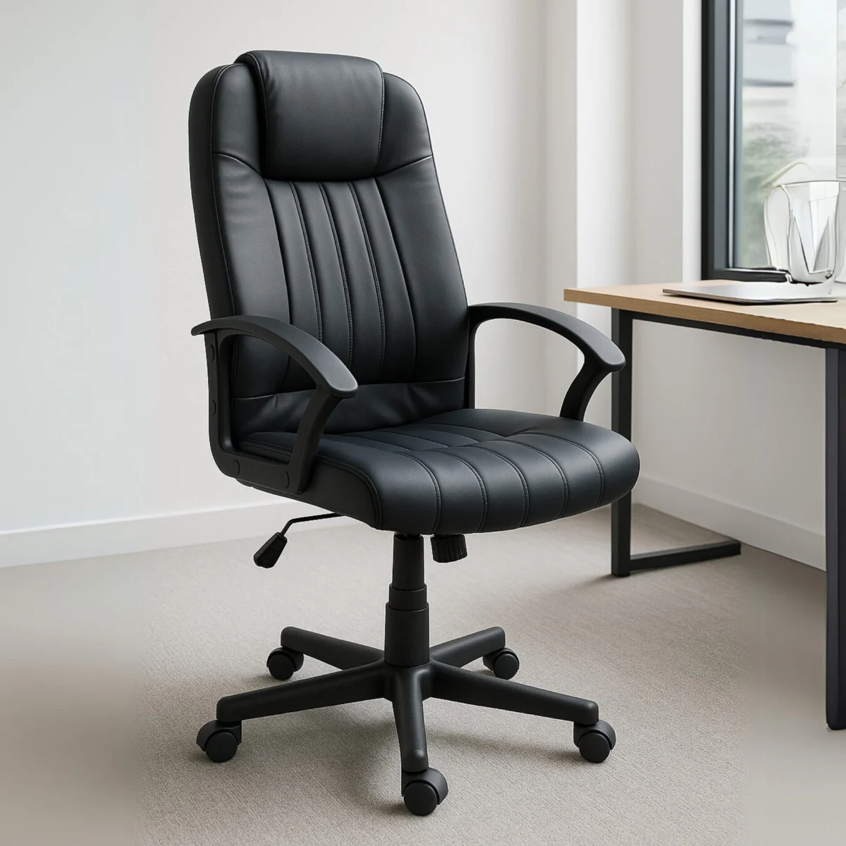 Silla Ejecutiva Alfa Vinipiel Negro y Respaldo Alto