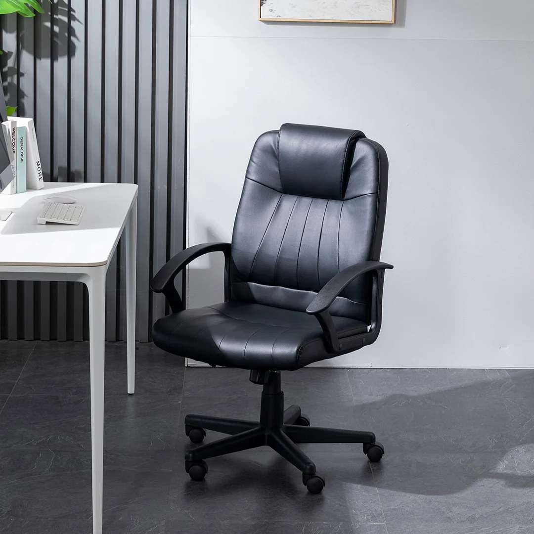 Silla Ejecutiva Alfa Vinipiel Negro y Respaldo Medio