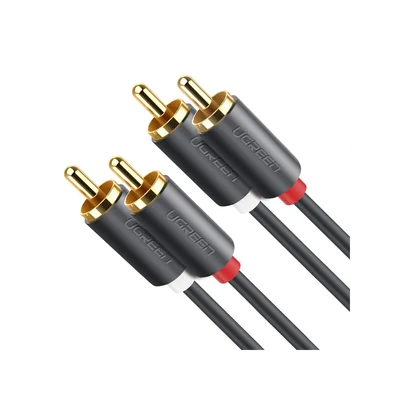 Cable de Audio 2 RCA Macho a 2 RCA Macho / 3 Metros (9.84 Pies) / Color Negro / Alta Calidad / Anillos de Goma para Asegurar un Agarre Firme al Instalar o Quitar el Cable
