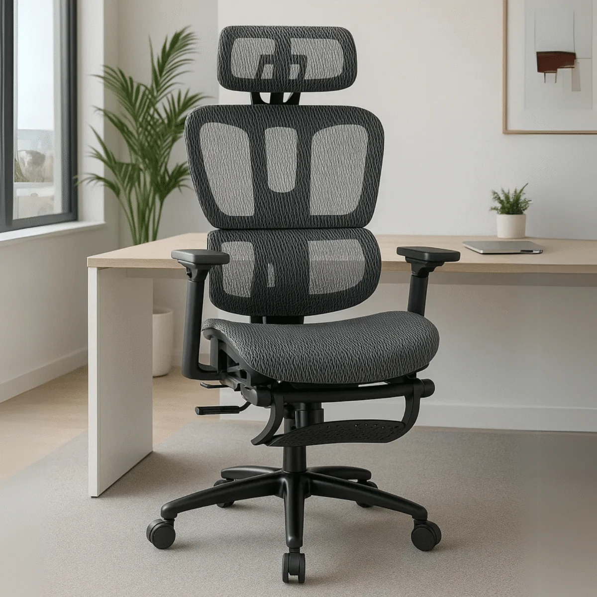 Silla Ejecutiva Nexus Mesh Gris y Descansapiés