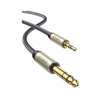 Cable Audio Estéreo 3.5mm (1/8″) TRS a 6.35mm (1/4″) TS / 1 Metro / Audio de Hi-Fi / Trenza de Nylon / Blindaje Múltiple / Caja de Aleación Zinc / Núcleo de Cobre Puro / Compatibilidad Universal