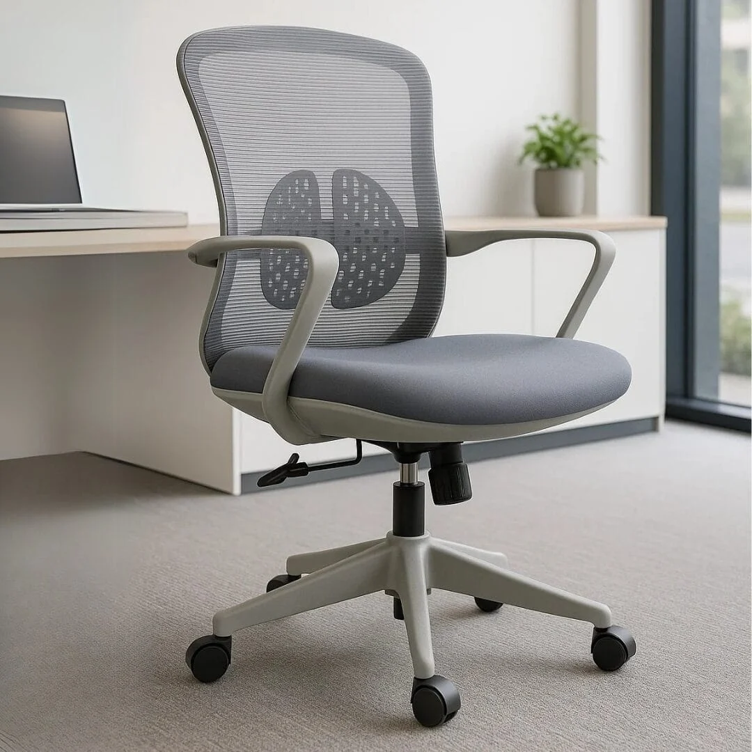 Silla Operativa Organic Mesh y Tela Gris Estructura Gris
