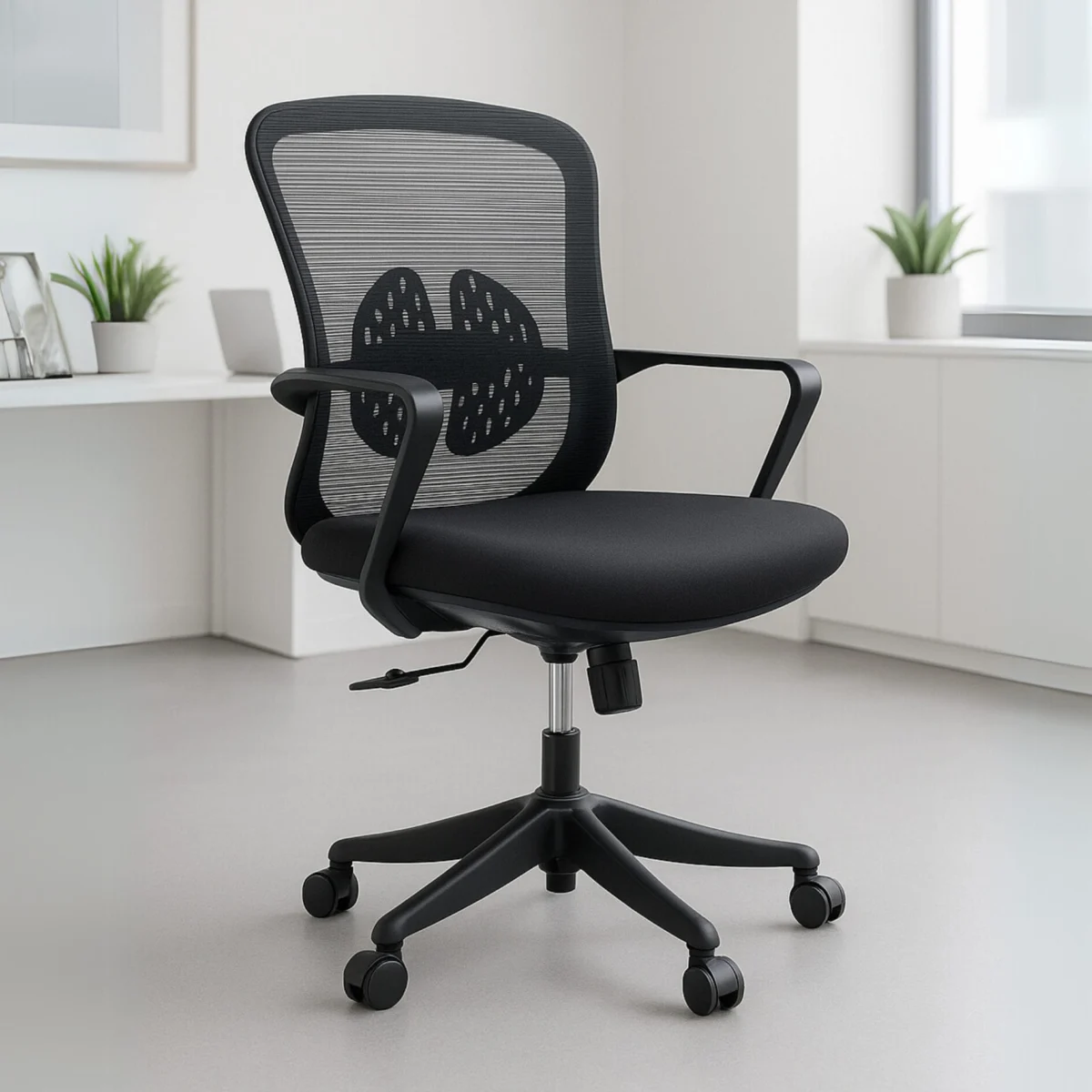 Silla Operativa Organic Mesh Con Tela Negra Y Estructura Negra