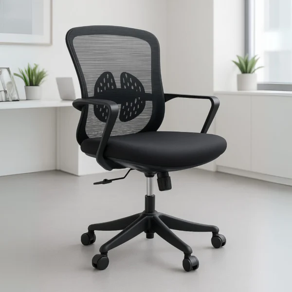Silla Operativa Organic Mesh Con Tela Negra Y Estructura Negra