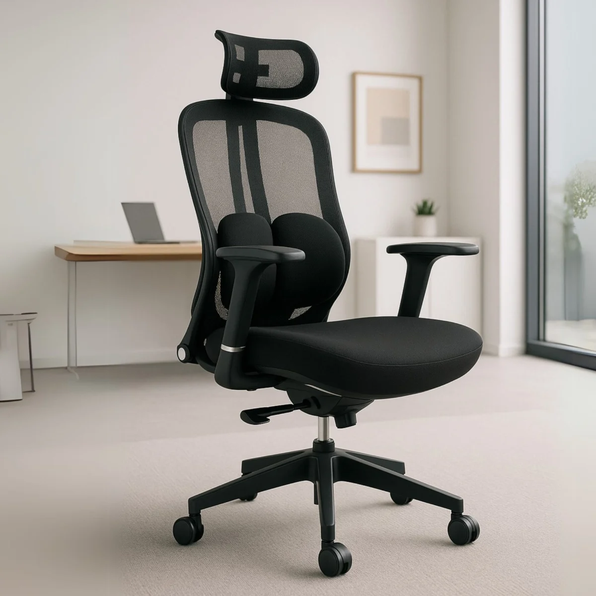 Silla Ejecutiva Organic Mesh Con Tela Negra Y Base Negra