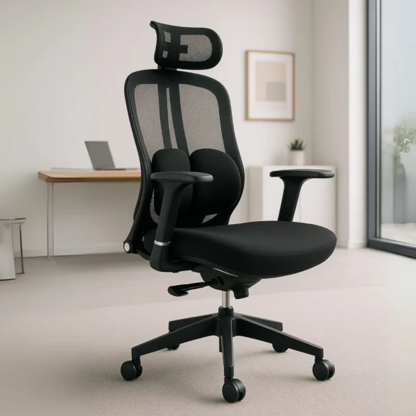 Silla Ejecutiva Organic Mesh Con Tela Negra Y Base Negra