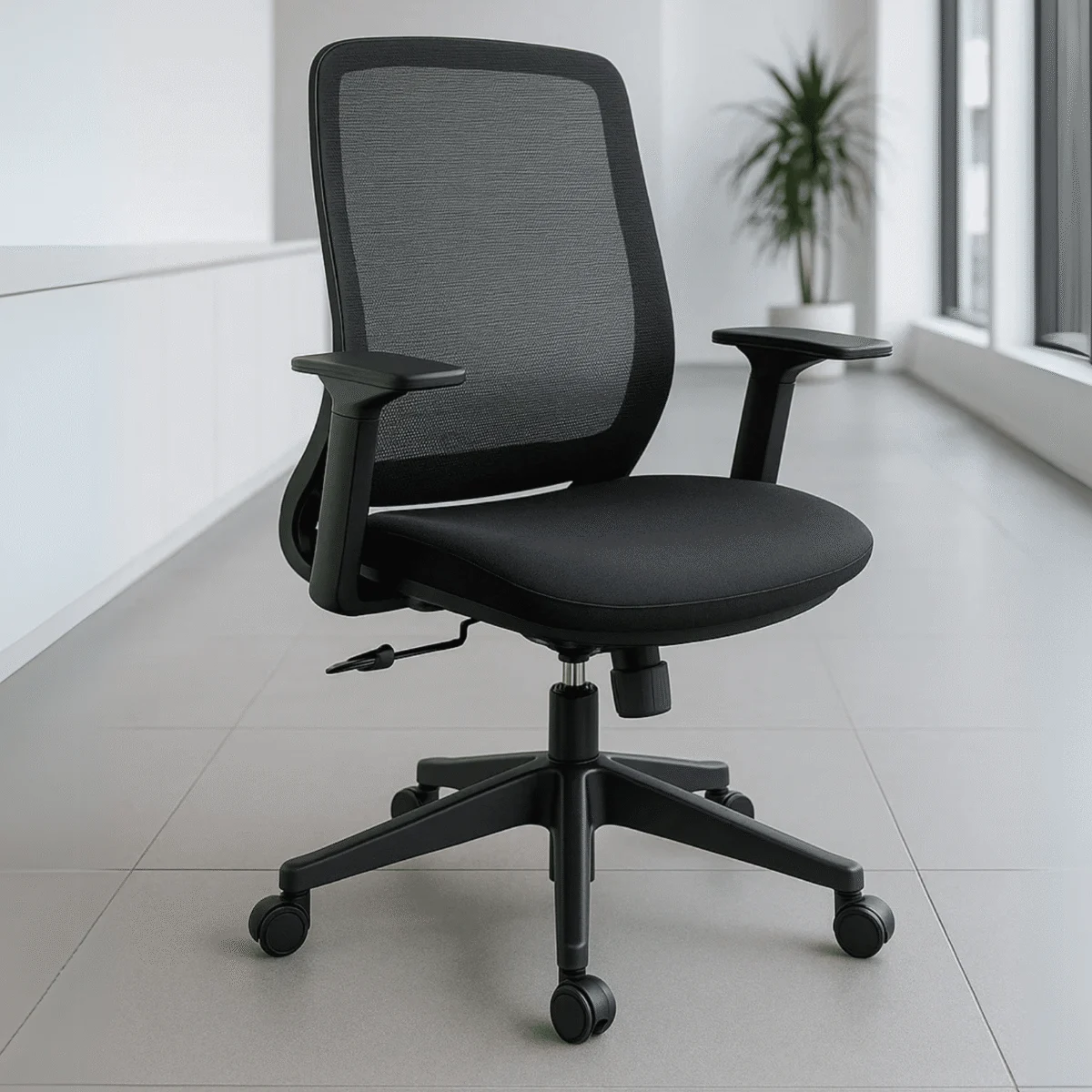 Silla Operativa H11 Mesh con Tela Negra y Brazos Ajustables