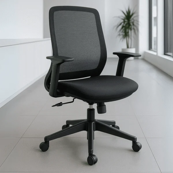 Silla Operativa H11 Mesh con Tela Negra y Brazos Ajustables