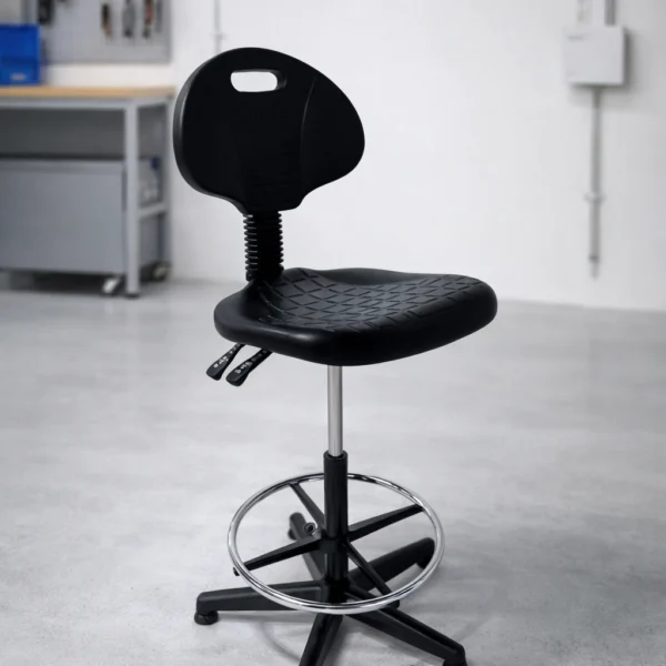Silla cajero sin brazos industrial aro cromado y doble palanca c/regatón