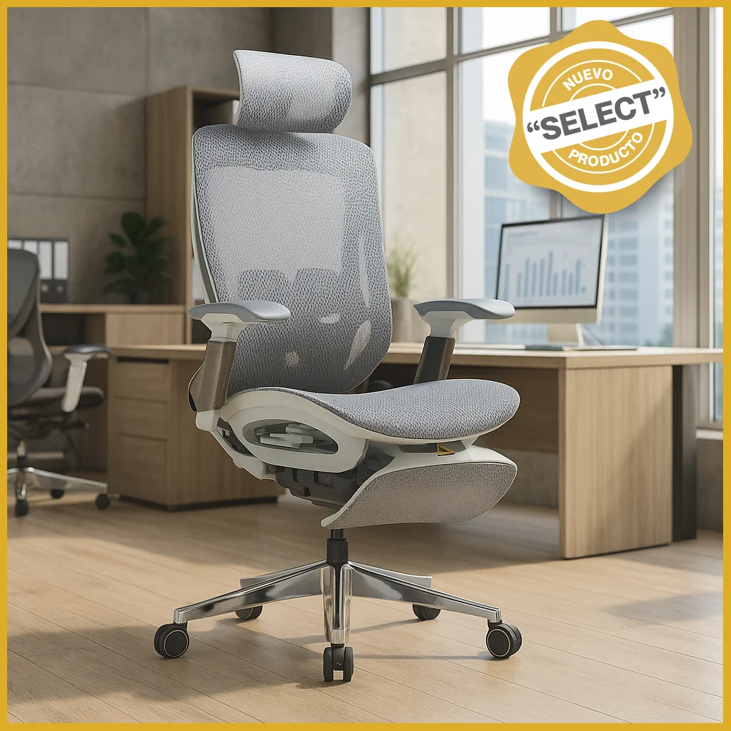 Silla Ejecutiva TH06 Mesh Gris y Descansapiés