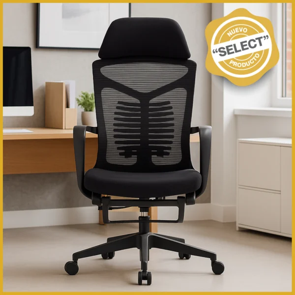 Silla Ejecutiva TA61 Mesh con Tela Negra y Descansapiés