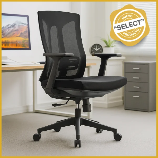 Silla Operativa TB30 Mesh con Tela Negra y Estructura Negra