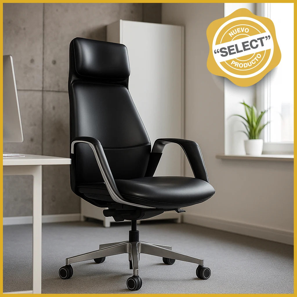 Silla Ejecutiva TH03 Vinipiel Negro y Base Cromada