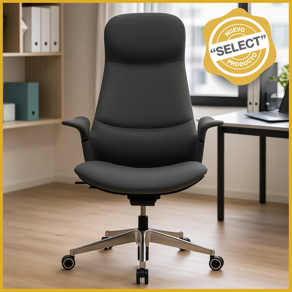 Silla Ejecutiva TH09 Vinipiel Negro y Base Cromada