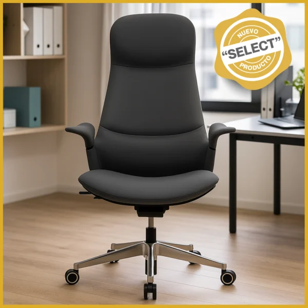 Silla Ejecutiva TH09 Vinipiel Negro y Base Cromada