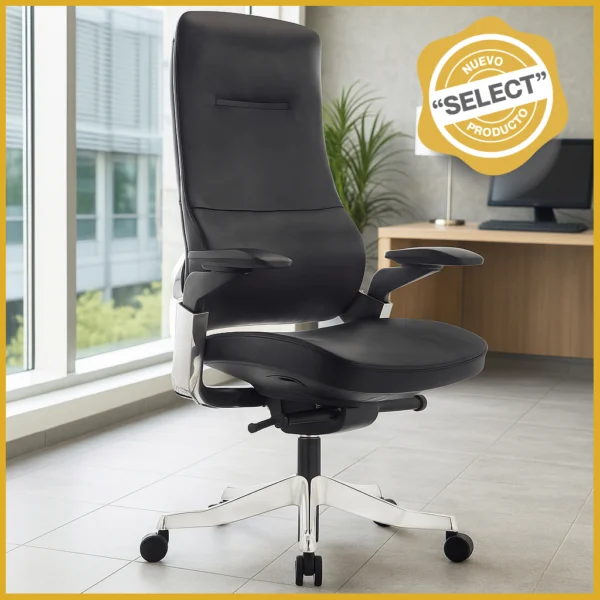 Silla Ejecutiva TA01 Vinipiel Negro y Base Cromada