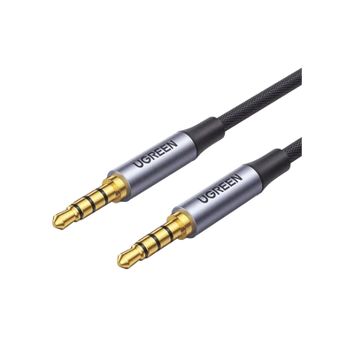 Cable Auxiliar de 3.5mm / Cable Audio Estéreo / Núcleo de Alambre de Cobre Esmaltado / Carcasa de Aluminio Azul + Nylon Trenzado /  Soporta Micrófono / 2 Metros