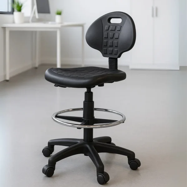 Silla Cajero Industrial Poliuretano Negro