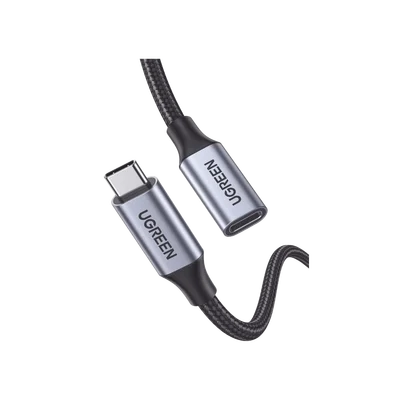 Cable USB-C Macho a USB-C Hembra | 1metro | USB-C 3.1 Gen 2 | Compatible con Thunderbolt 3 | Carcasa de Aluminio | Nylon Trenzado |  Transferencia de Datos 10 Gbps | Soporta hasta 100W para Carga Rápida.
