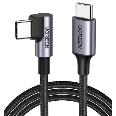 Cable USB-C a USB-C | 1 Metro (3.28 Pies) | Conector con Ángulo Recto de 90° | Carga Rápida de hasta 60W | 480 Mbps | PD3.0 | QC4.0/3.0/2.0 | FPC | AFC | Protección Integrada | Caja de Aluminio | Nylon Trenzado | Color Negro