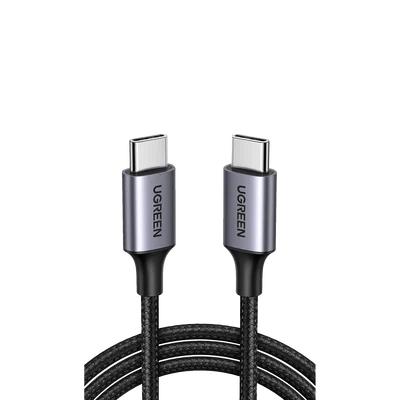 Cable USB-C a USB-C | 2 Metros (6.56 Pies) | Transferencia de Datos de 480 Mbps | Carga Rápida de Hasta 60W | QC 4.0/3.0/2.0 | PD3.0 | FPC | AFC | Protección Integrada | Caja de Aluminio | Nylon Trenzado | Color Negro