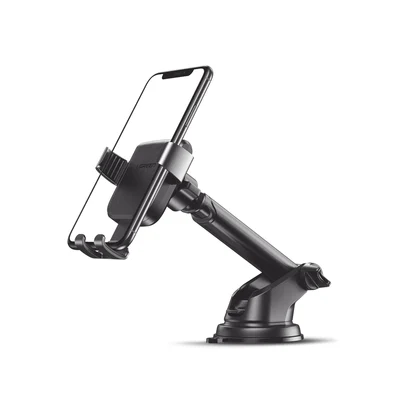 Soporte de Celular para Automóvil con Ventosa / Diseño de Sujecion en Triangulo / Ajustable 270° / Rotable / Estirable / Amplia Compatibilidad con dispositivos de 4” a 7” / Color Negro