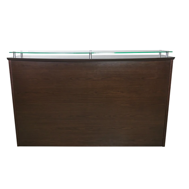 Recepcion Recta Filo cubierta de vidrio Chapa Walnut