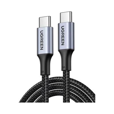Cable USB-C a USB-C | 1 Metro | Carga Rápida de hasta 100W | Transferencia de datos 480 Mbps | PD3.0 | QC4.0/3.0/2.0 | FPC | AFC | Protección Integrada| Caja de Aluminio | Nylon Trenzado | Amplia Compatibilidad | Color Negro.