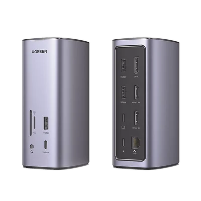 HUB USB-C (Docking Revodok Pro) 12 en 1 | 2 USB-A 3.0 | 1 USB-C PD Carga 100W | 1 USB-A 3.1 | 1 USB-C 3.1 | HDMI 4K | HDMI 8K Ultra HD | Display Port 4K | RJ45 (Gigabit) | Lector Tarjeta SD + Micro SD (TF) | Jack Audio 3.5mm.