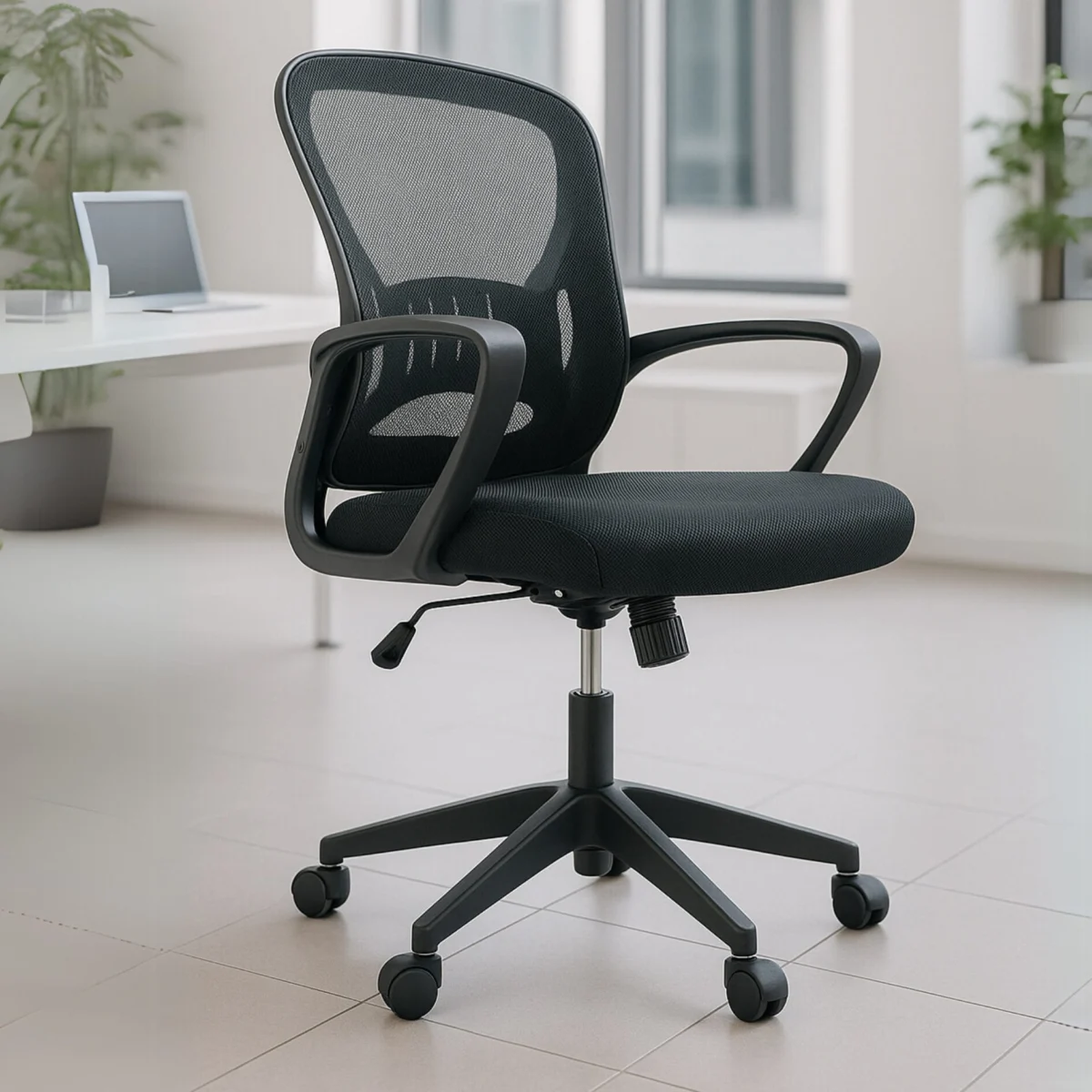 Silla Operativa E104  Mesh y Tela Negra