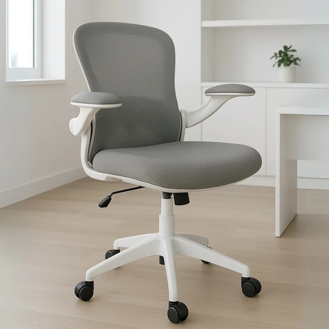 Silla Operativa H6 Mesh con Tela Gris y Brazos Abatibles
