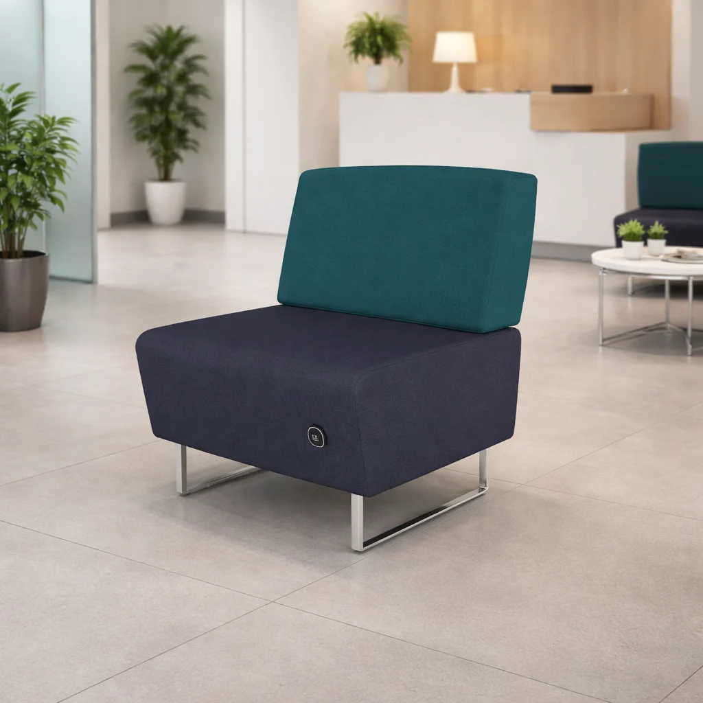 Sofá Recto Mod. 912  Asiento Color Lux Negro Solido Respaldo y Descanzabrazos Derecho Tela
