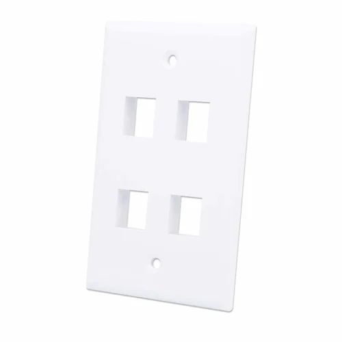 TAPA DE PARED FACEPLATE PLACA 4 PUERTOS BLANCO