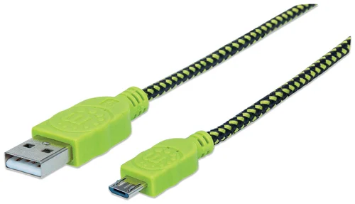 CABLE USB V2 A-MICRO B BOLSA TEXTIL 1.0M VERDE/NEGRO