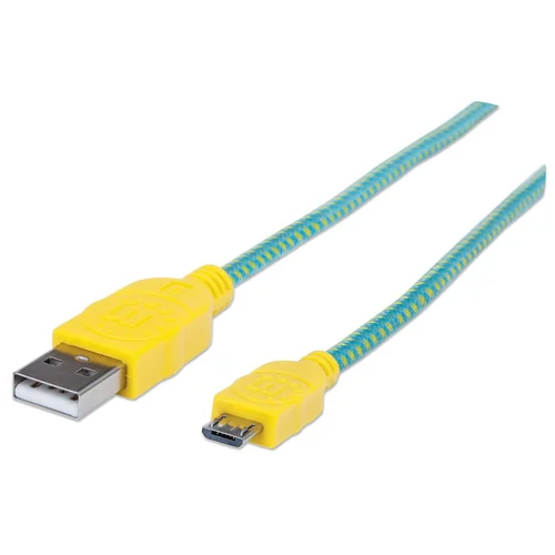 CABLE USB V2 A-MICRO B BOLSA TEXTIL 1.0M AMARILLO/VERDE.