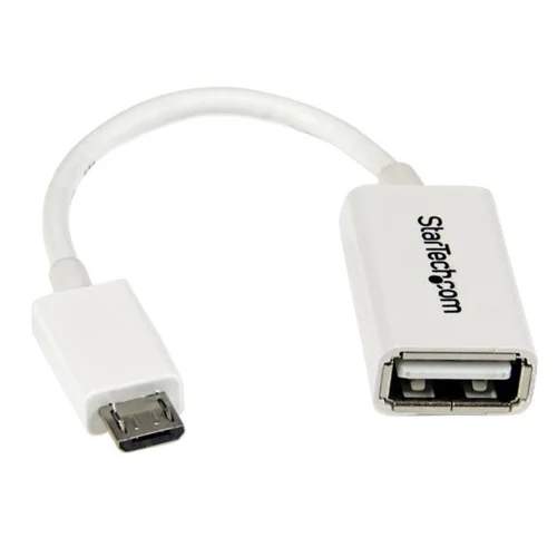 CABLE ADAPTADOR MICROUSB A USB OTG BLANCO 12CM MACHO A HEMBRA  .