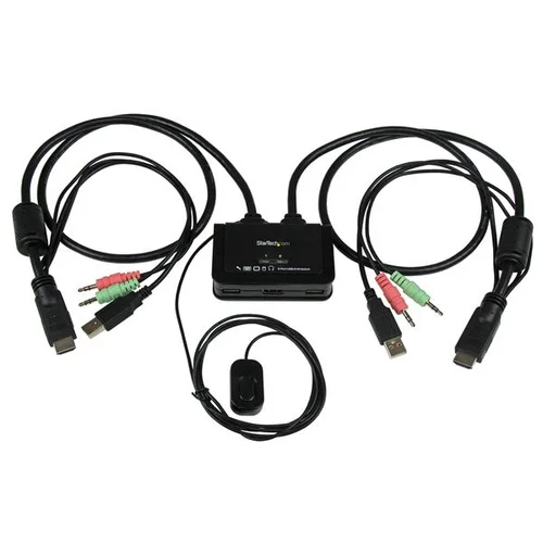 SWITCH CONMUTADOR KVM 2X HDMI USB AUDIO CON CABLES