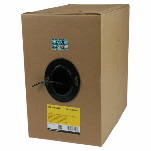 ROLLO BOBINA 304M CABLE CAT5E UTP RED CMR NEGRO BULK GRANEL   .