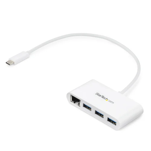 CONCENTRADOR USB 3.0 3 PUERTOS USB-C A USBA Y RED BLANCO